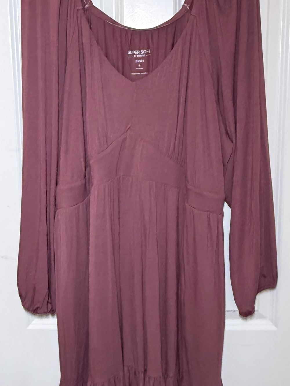 Torrid Super Soft Jersey long sleeve V-Neck Dress in Dusty Rose